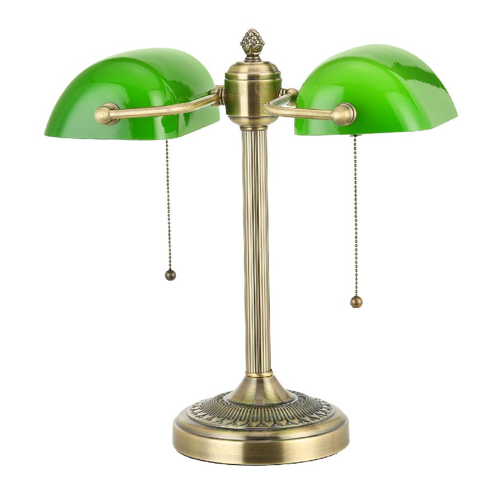 newrays Newrays Green Glass Banker Lamp Double Shade