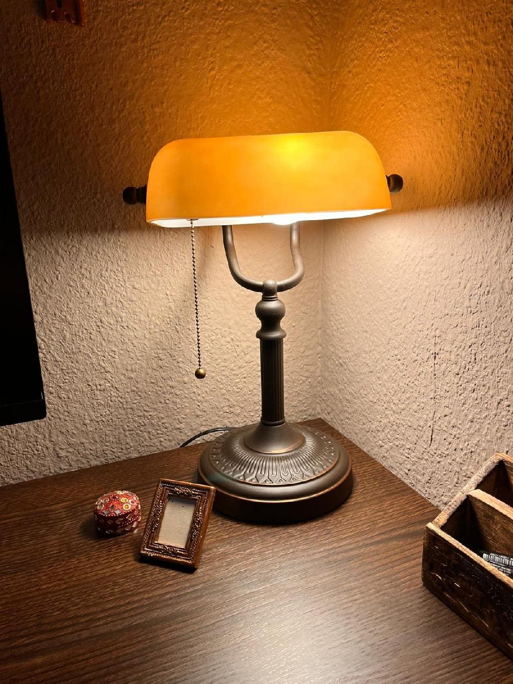 Newrays Newrays Matted Orange Glass Banker Desk Lamp