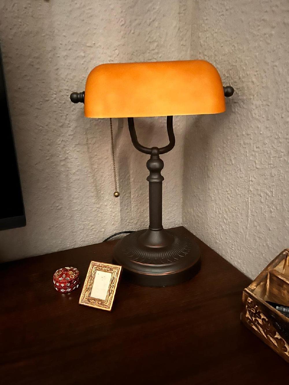Newrays Newrays Matted Orange Glass Banker Desk Lamp