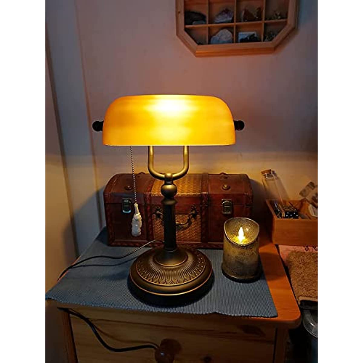 Newrays Newrays Matted Orange Glass Banker Desk Lamp