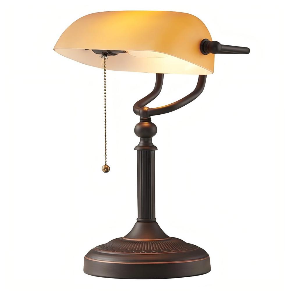 newrays Newrays Matted Orange Glass Banker Desk Lamp
