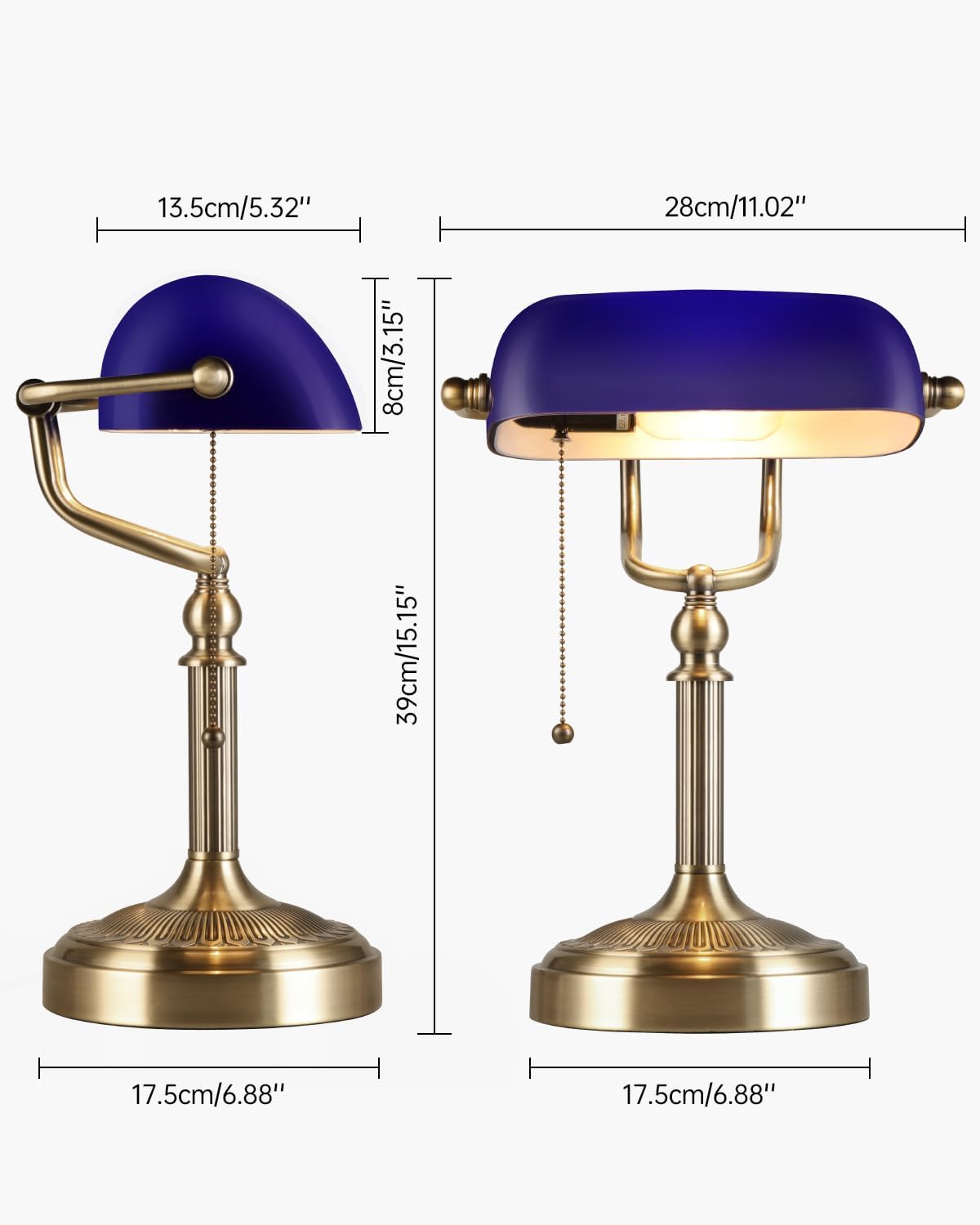 Newrays Newrays Blue Glass Bankers Desk Lamp