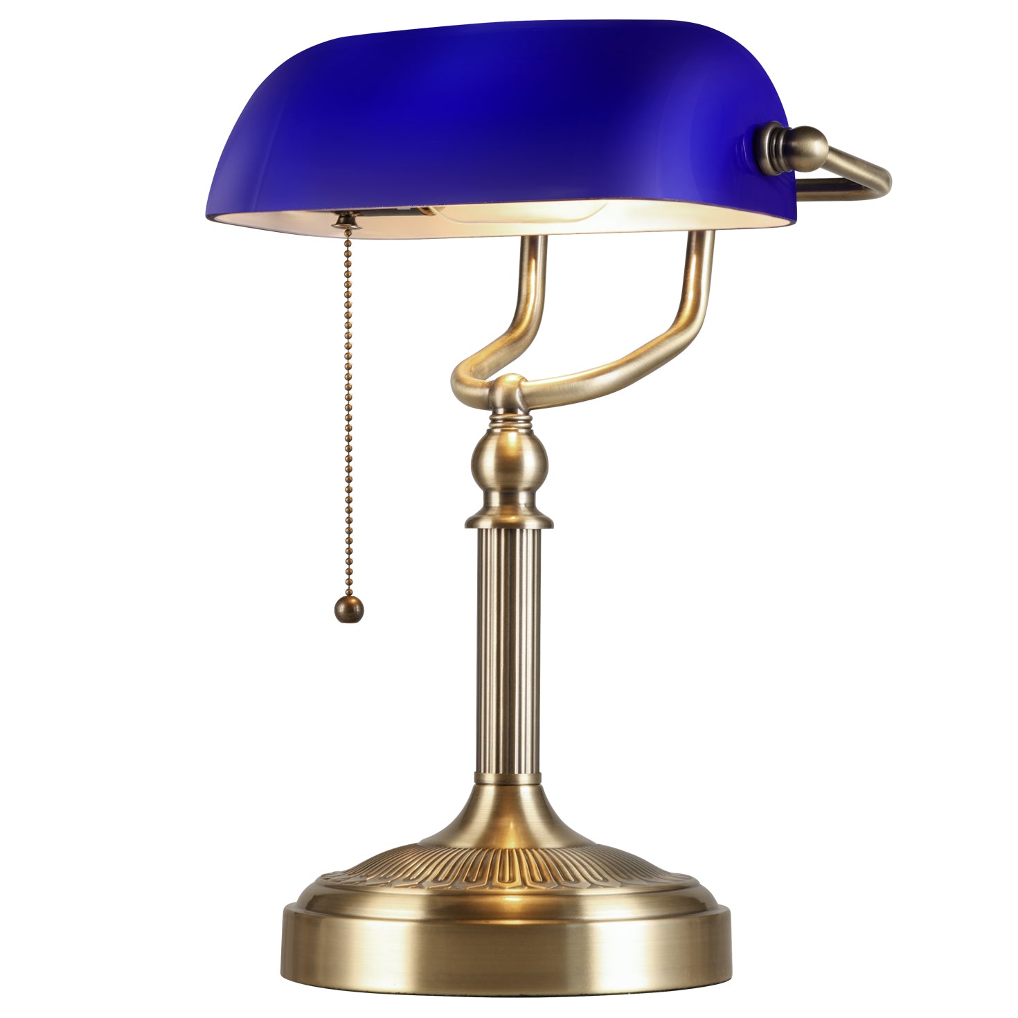 newrays Newrays Blue Glass Bankers Desk Lamp