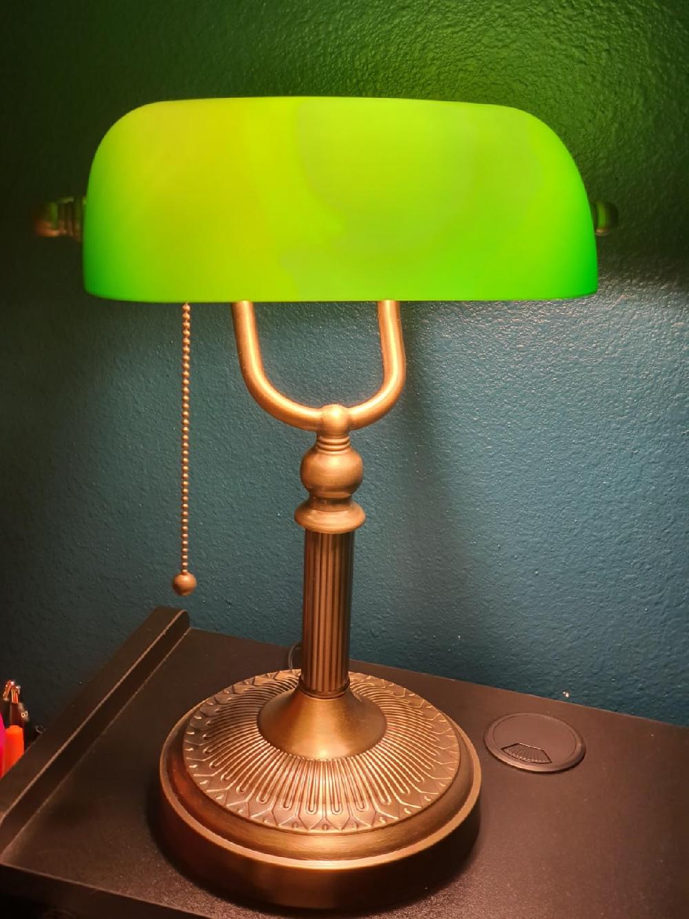 Newrays Newrays Green Glass Banker Lamp