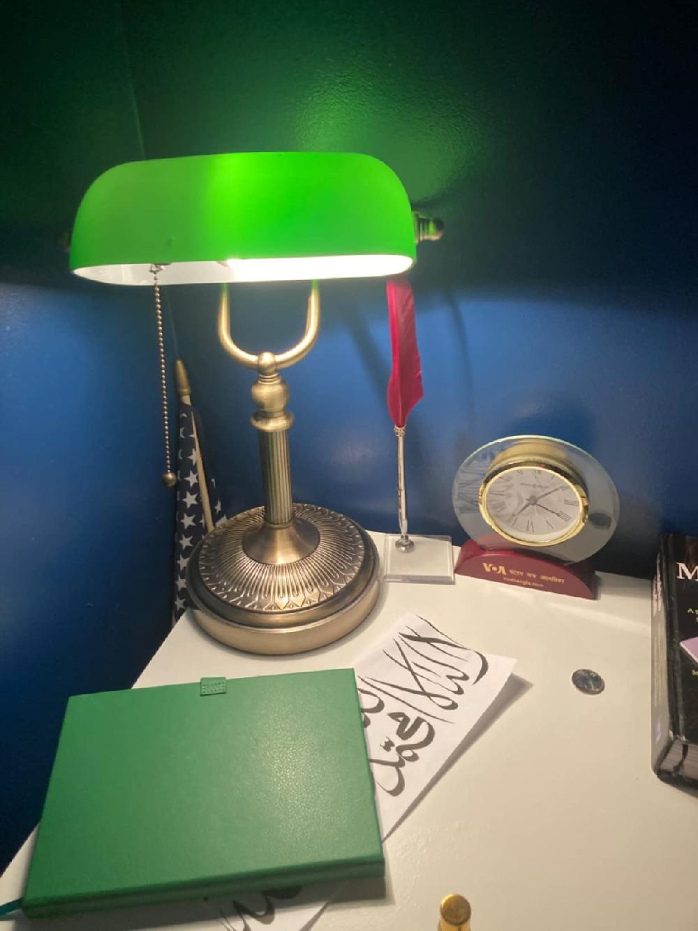 Newrays Newrays Green Glass Banker Lamp