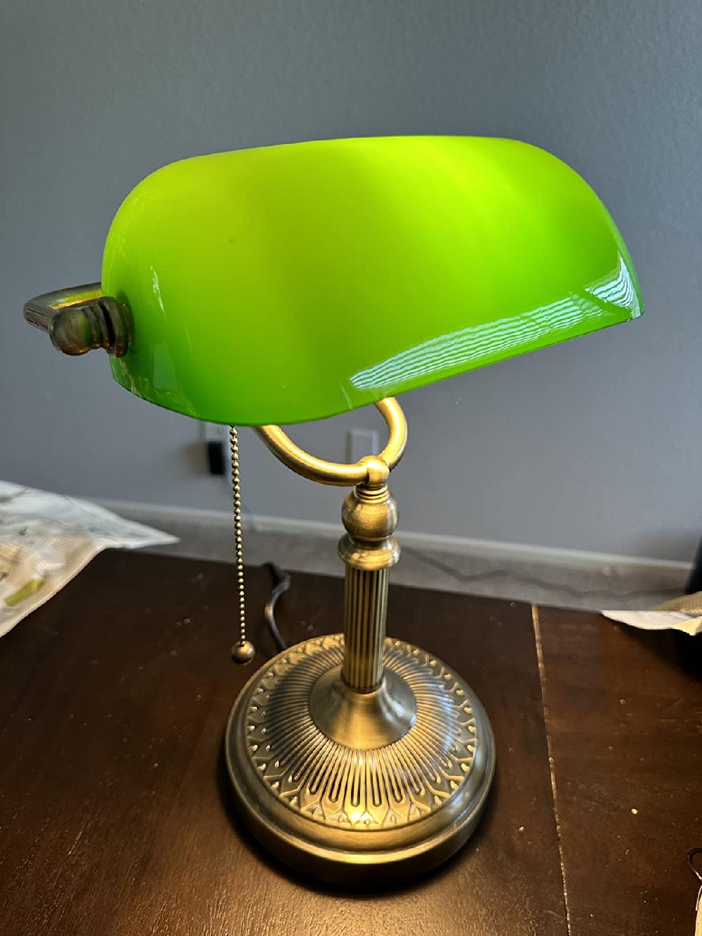 Newrays Newrays Green Glass Banker Lamp