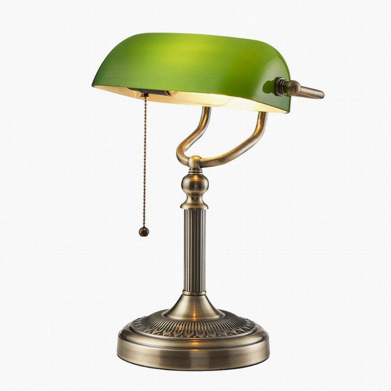 newrays Newrays Green Glass Banker Lamp