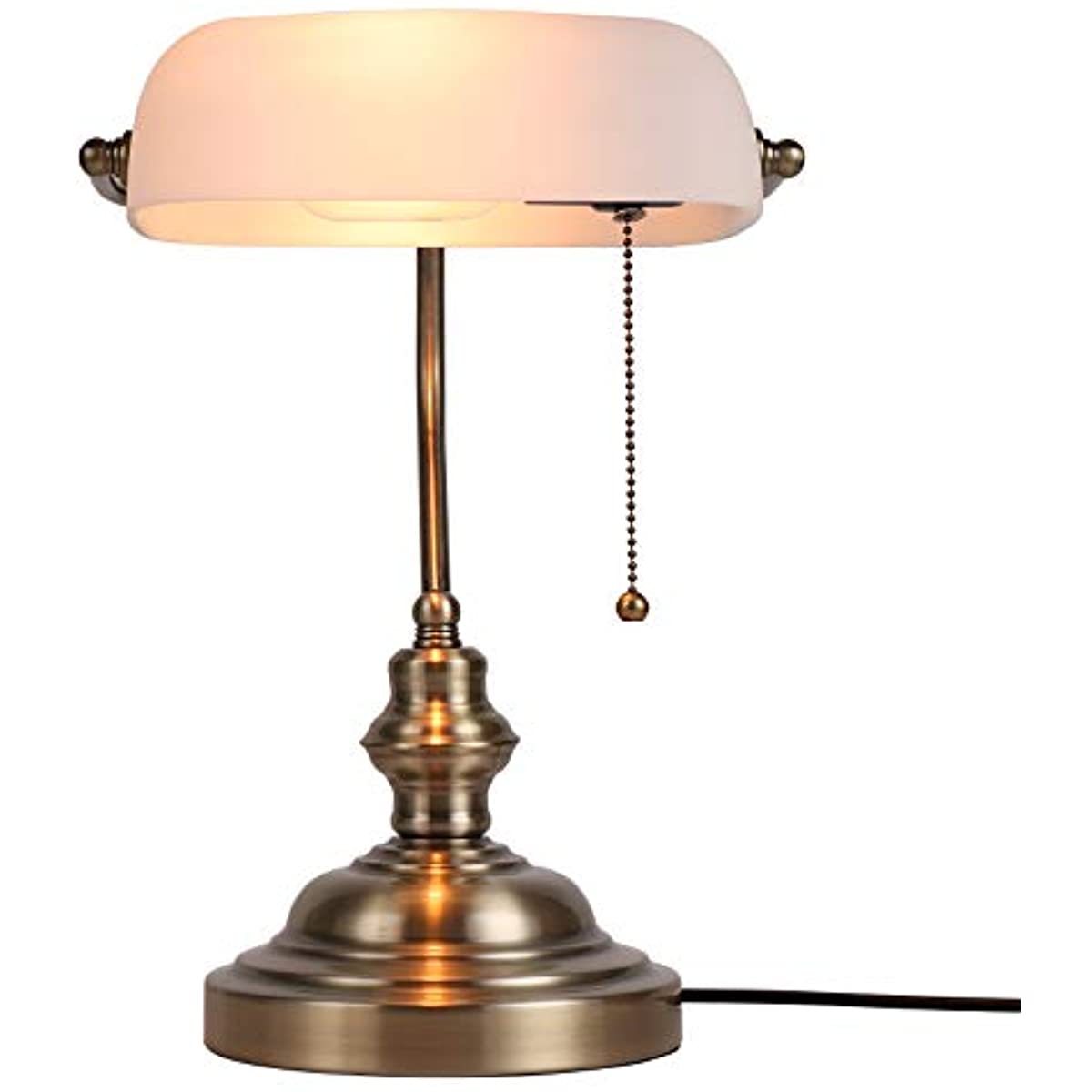 newrays White Matted Glass Banker Lamp