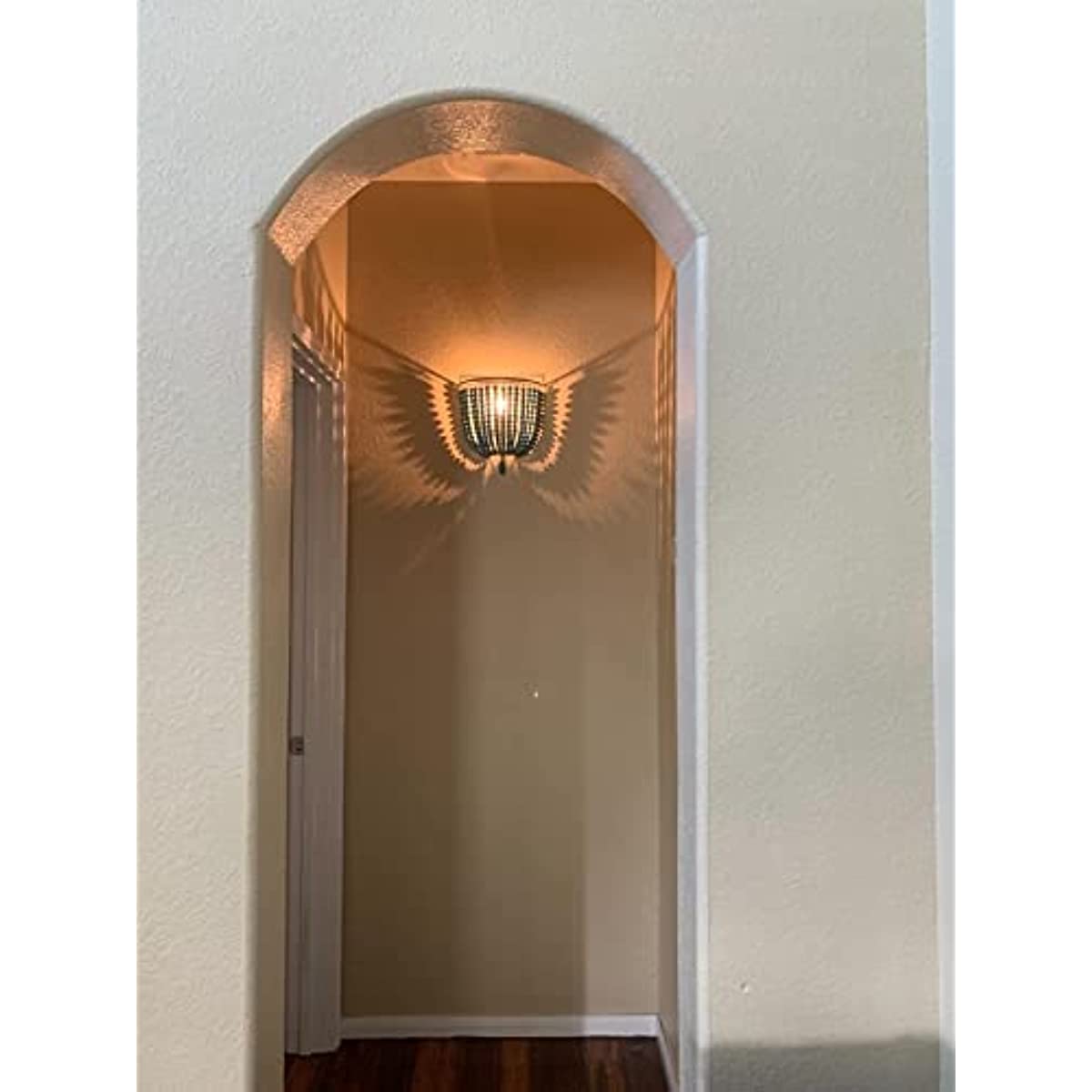 Newrays Newrays Wood Bead Wall Lamp With Hard Wired Grey Blue