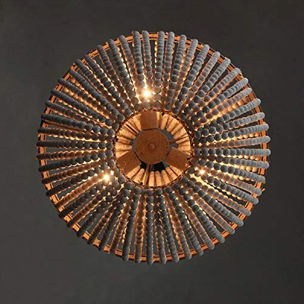 Newrays Newrays Wood Beaded Chandelier Pendant Three Lights