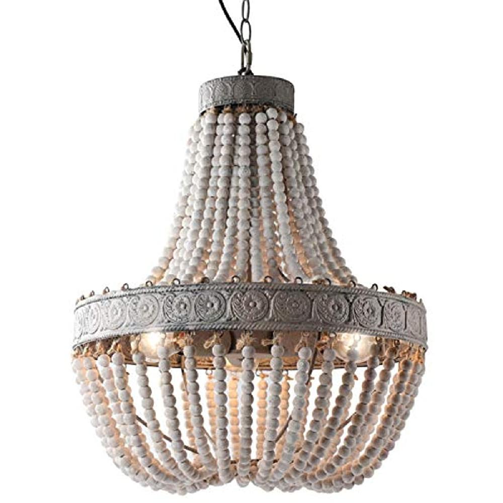 newrays Newrays Wood Beaded Chandelier Pendant Three Lights