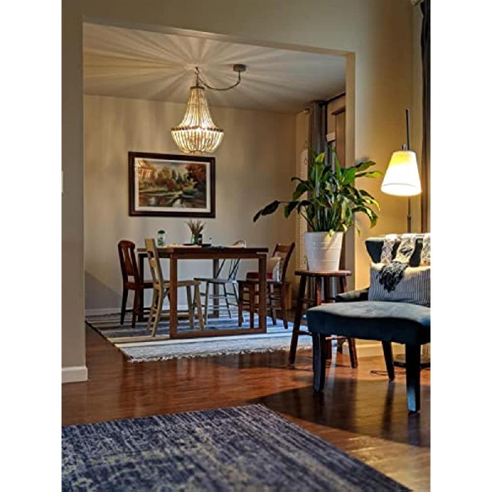 Newrays Wood Bead Chandelier Gray White Lamp 5 Light Fixtures