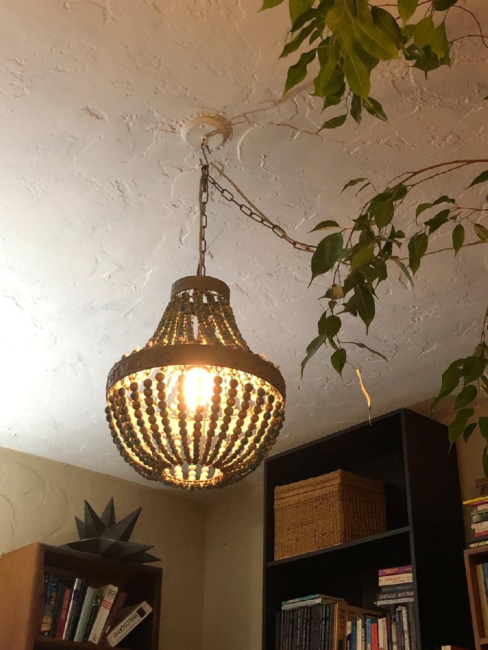 Newrays Wood Bead Chandelier Pendant Antique Blue Finishing Plug In