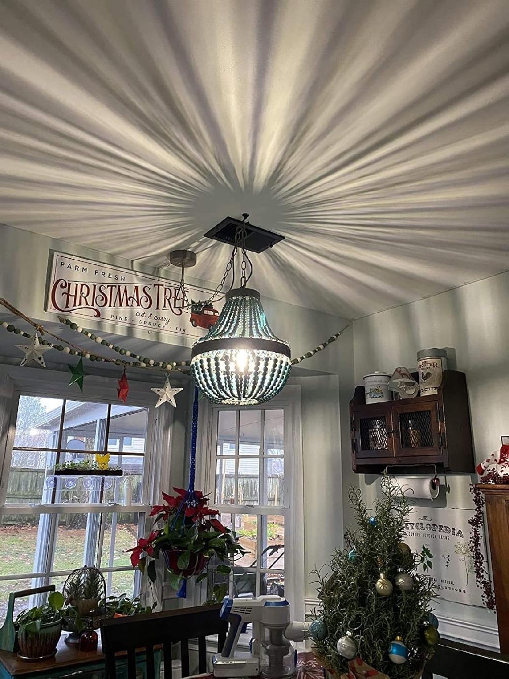 Newrays Wood Bead Chandelier Pendant Lights Gray Blue