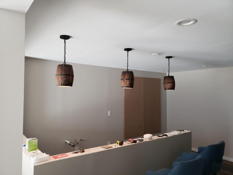 Newrays Wood Wine Barrel Pendant Lamp Unique Kitchen Bar Light H27