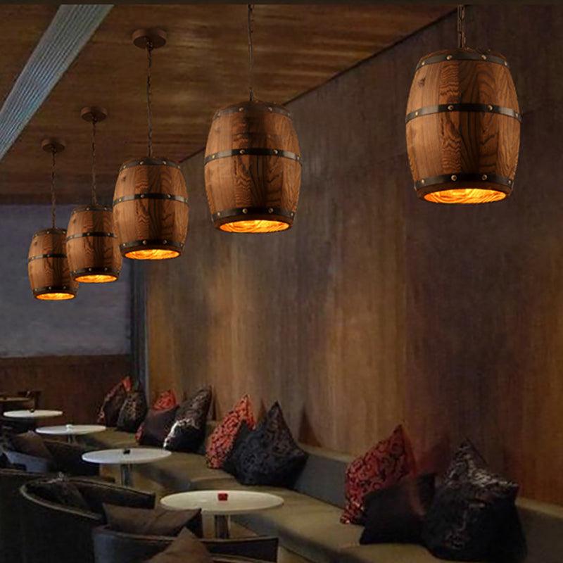 Newrays Wood Wine Barrel Pendant Lamp Unique Kitchen Bar Light H30