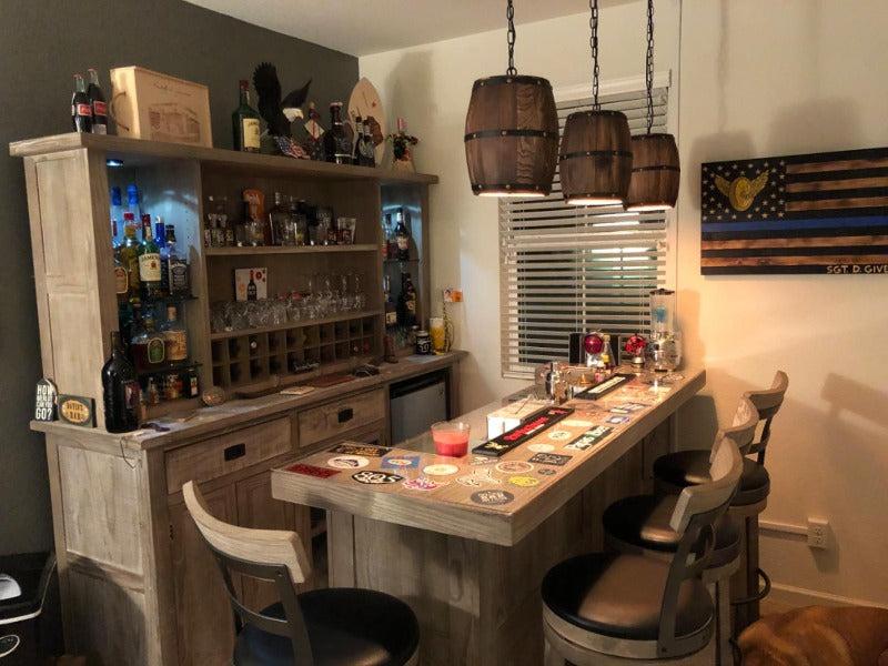 Newrays Wood Wine Barrel Pendant Lamp Unique Kitchen Bar Light H30