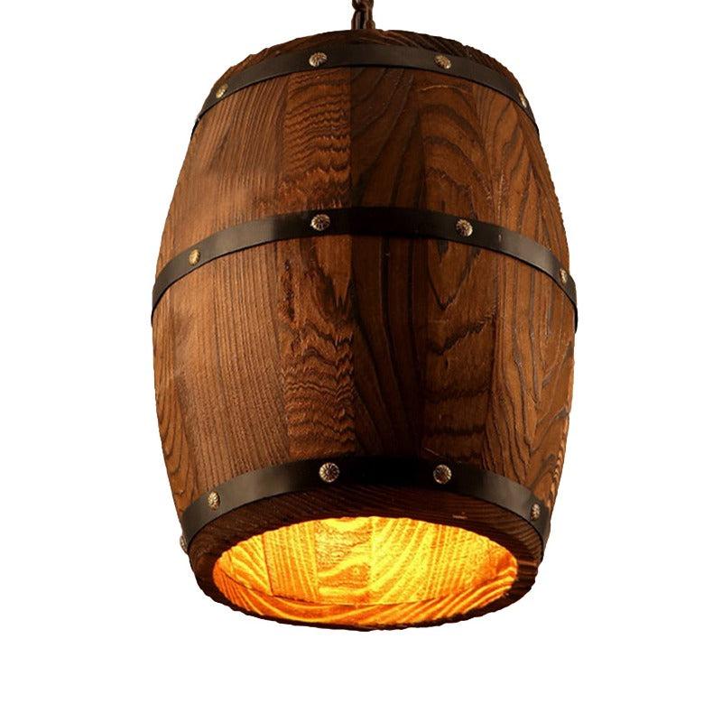 newrays Wood Wine Barrel Pendant Lamp Unique Kitchen Bar Light H30
