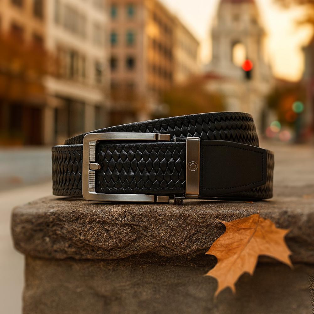 Nexbelt Braided Black Leather Golf Ratchet Belt 1.38" [35mm]