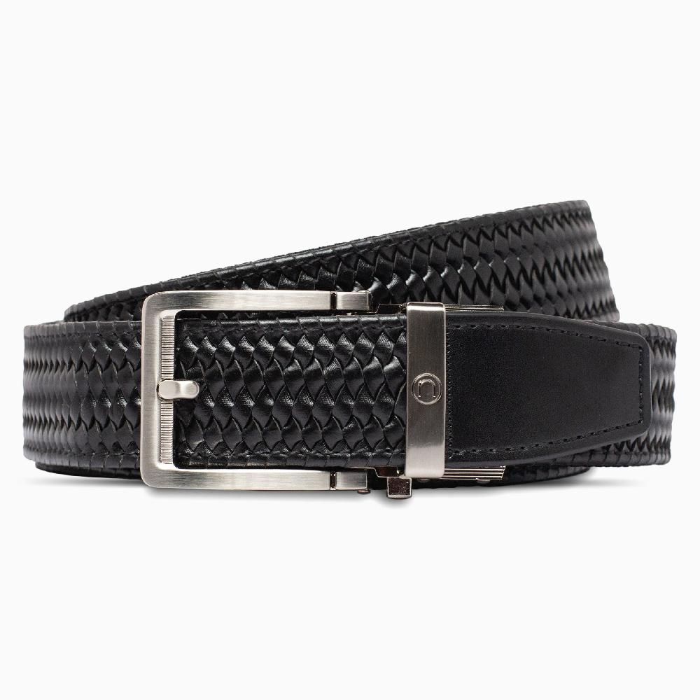 nexbelt Braided Black Leather Golf Ratchet Belt 1.38" [35mm]