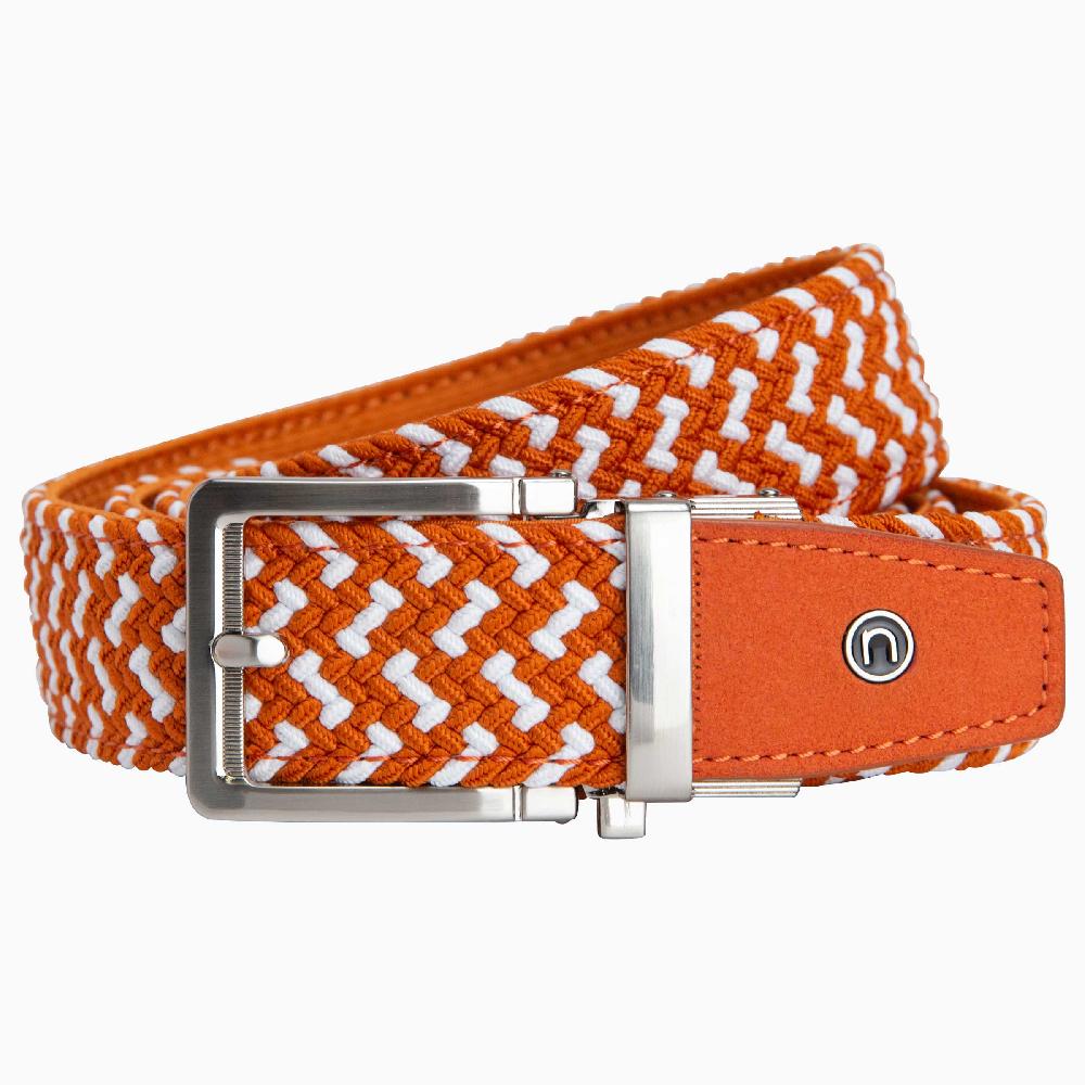 nexbelt Braided Burnt Orange & White Ratchet Golf Belt 1.38" [35mm]