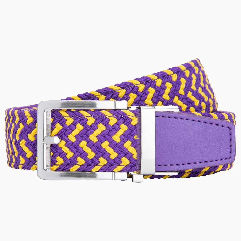 nexbelt Braided Purple & Gold Golf Ratchet Belt 1.38" [35mm]