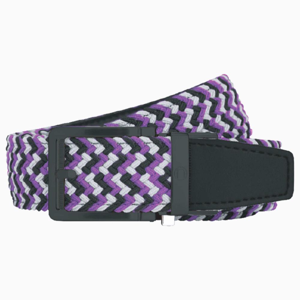 nexbelt Braided Purple Silver & Black Golf Ratchet Belt 1 3/8" Strap [35mm]