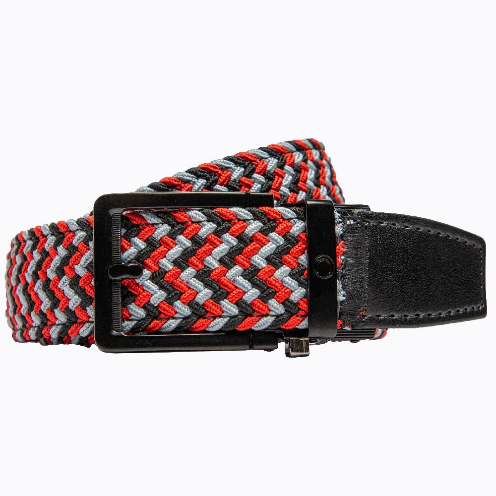 nexbelt Braided Red Grey & Black Golf Ratchet Belt 1.38" [35mm]