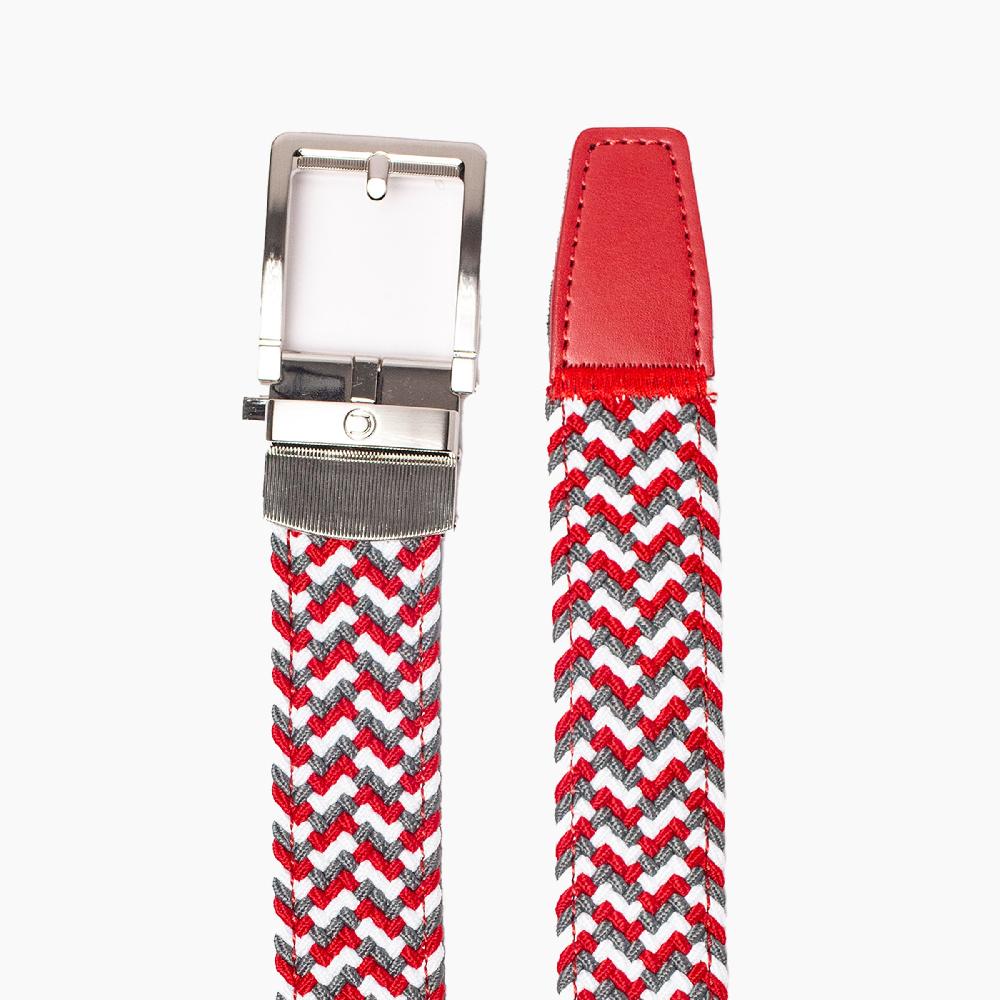 Nexbelt Braided Scarlet Grey & White Golf Ratchet Belt 1.38" [35mm]