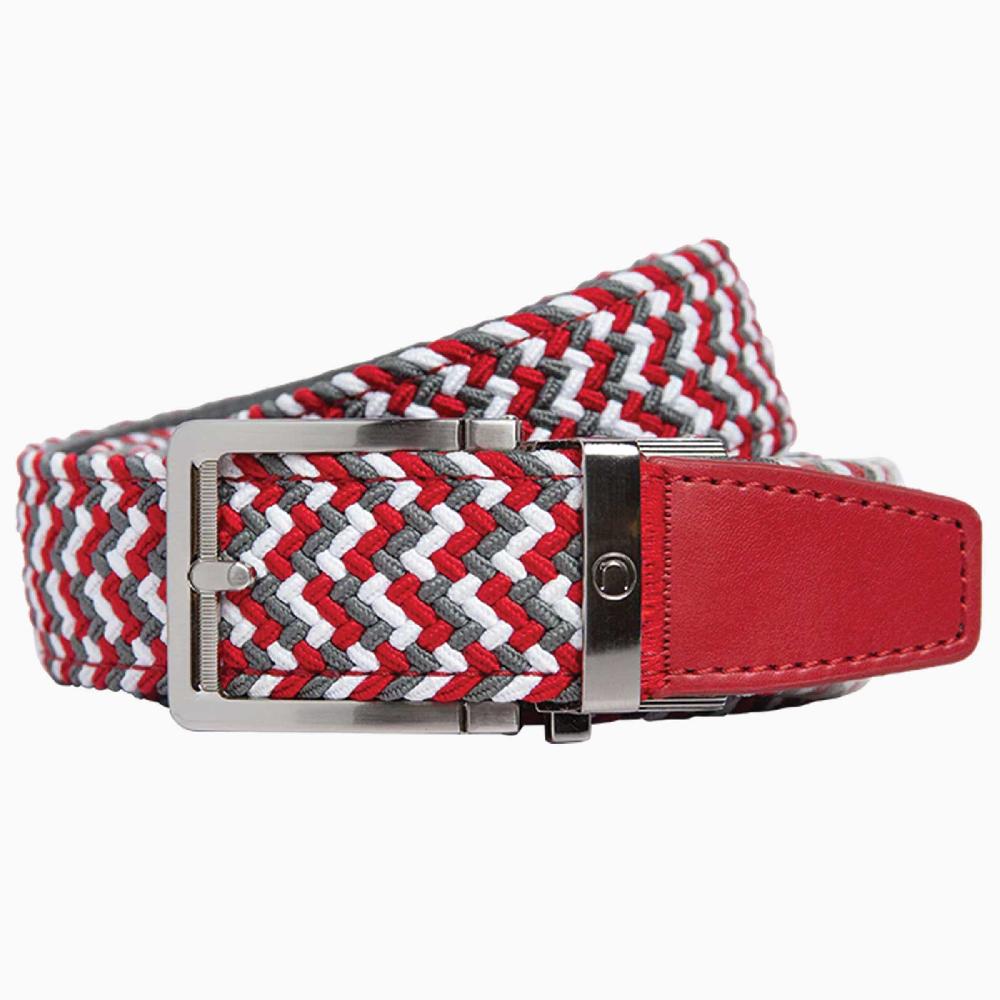 nexbelt Braided Scarlet Grey & White Golf Ratchet Belt 1.38" [35mm]