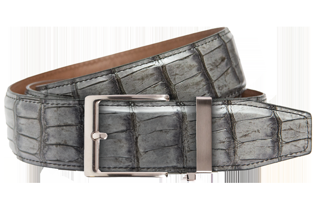 Nexbelt Crocodile Dark Grey Dress Ratchet Belt 1.575" [40mm]