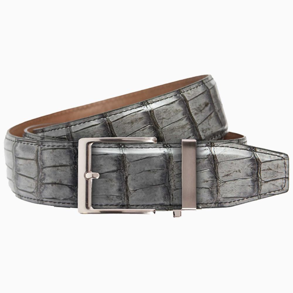 nexbelt Crocodile Dark Grey Dress Ratchet Belt 1.575" [40mm]