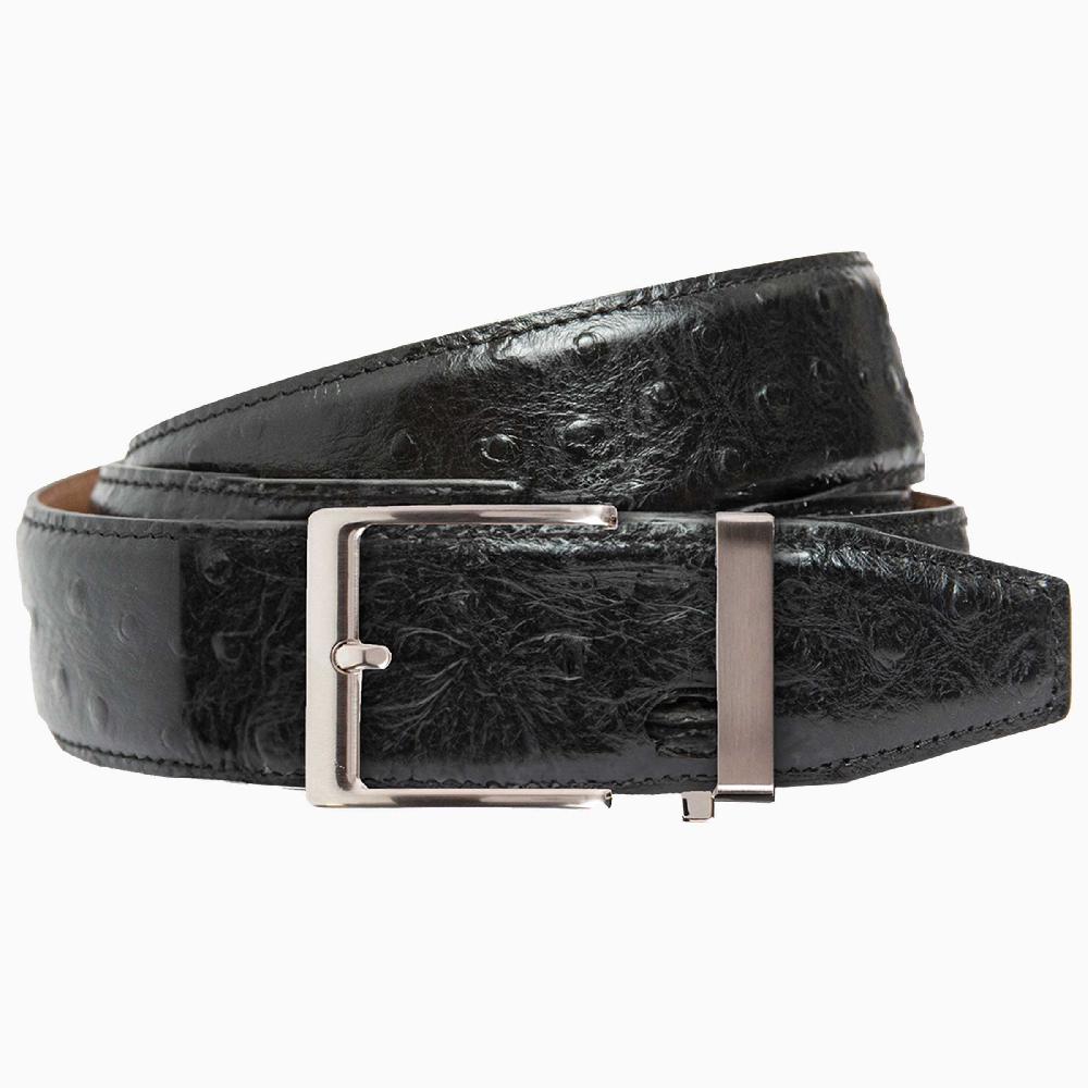 nexbelt Ostrich Black Dress Ratchet Belt 1.575" Strap [40mm]
