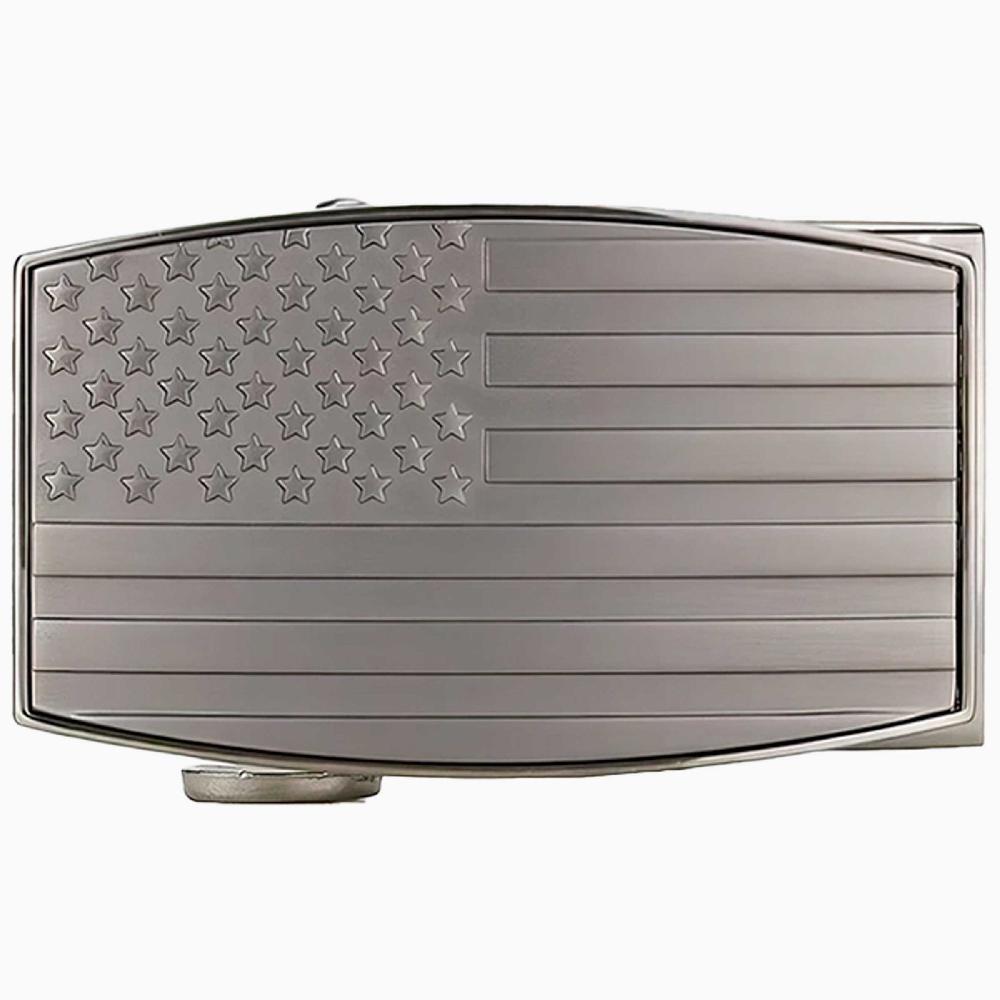 nexbelt USA Flag Embossed Pewter Aston Dress Buckle Fits 1.38" [35mm] Straps