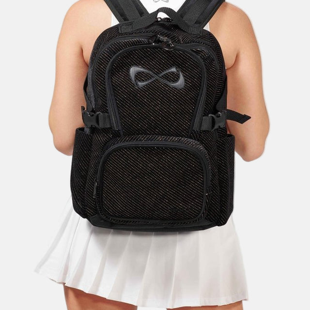 nfinity PETITE BLACK VELVET GOLD SPARKLE BACKPACK