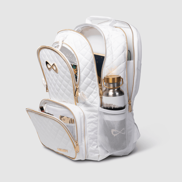 Nfinity White Quilted - Gold Backpack