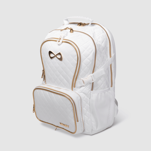 Nfinity White Quilted - Gold Backpack