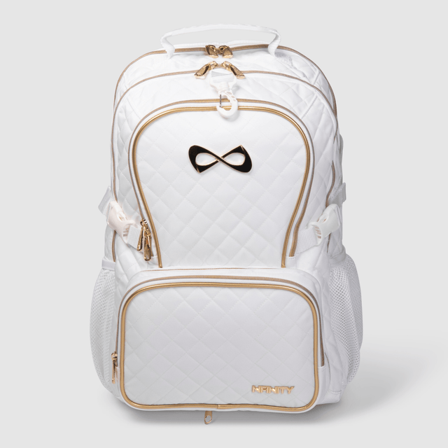 nfinity White Quilted - Gold Backpack