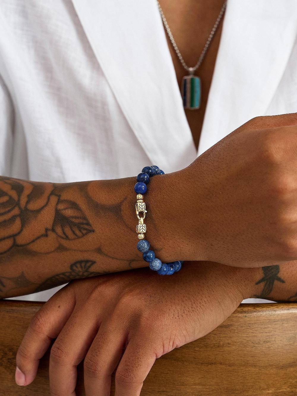 Nialaya Blue Dumortierite Healing Bracelet With Gold Lock