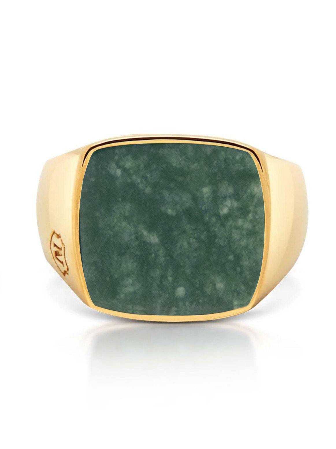 Nialaya Men's Gold Signet Ring With African Turquoise