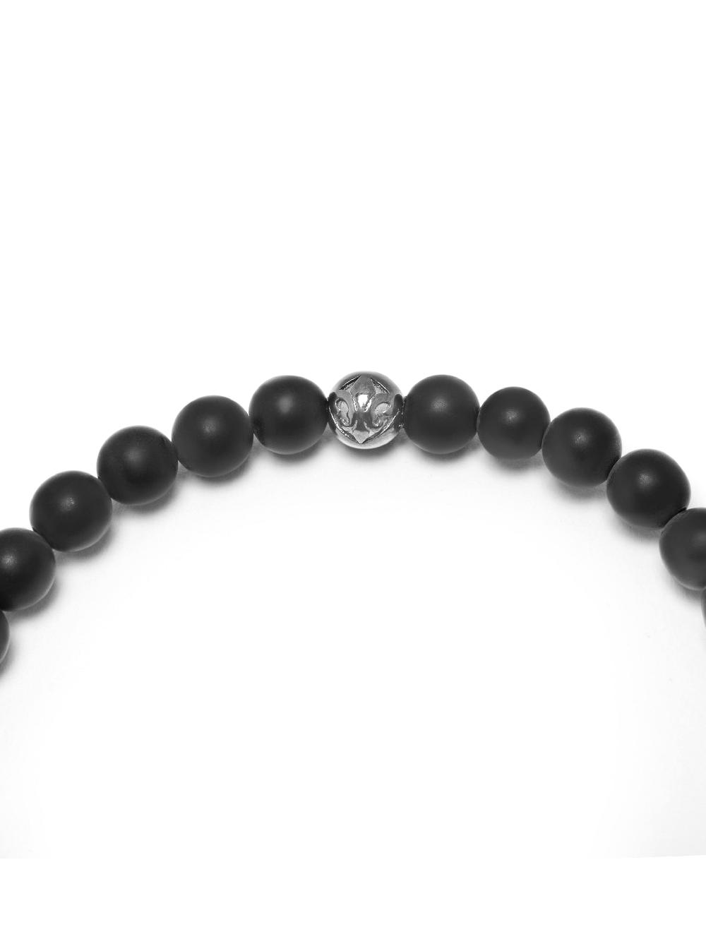 Nialaya Men's Wristband With Matte Onyx And Black CZ Diamond