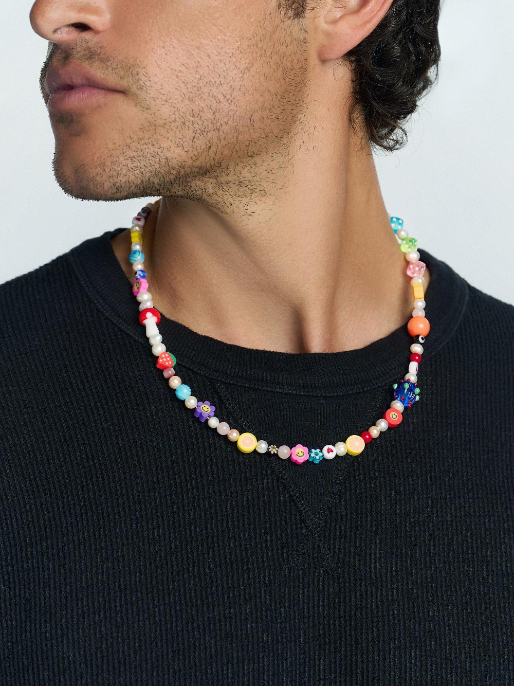 Nialaya Berry Pearl Necklace With Assorted Beads