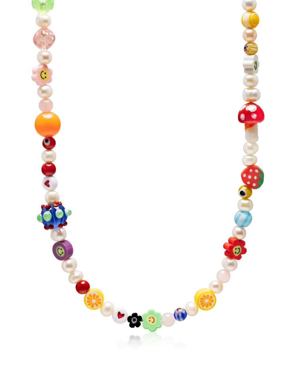nialaya Berry Pearl Necklace with Assorted Beads