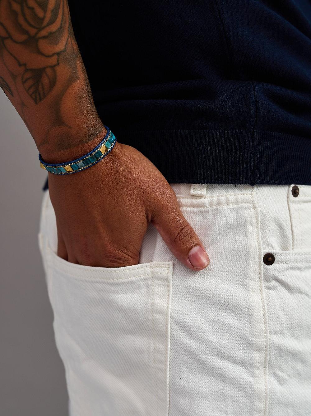 Nialaya Blue Apatite Stud Bracelet