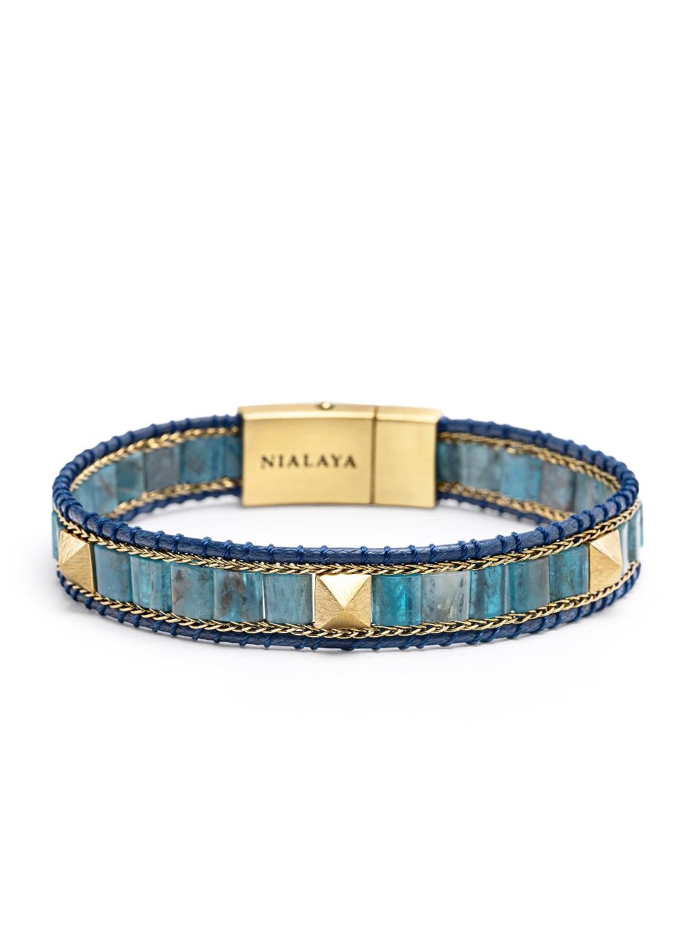 Nialaya Blue Apatite Stud Bracelet