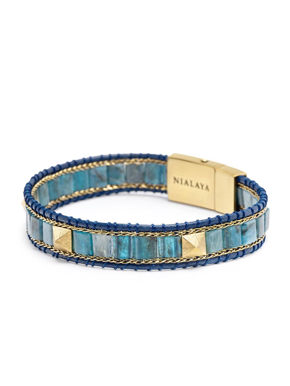 Nialaya Blue Apatite Stud Bracelet