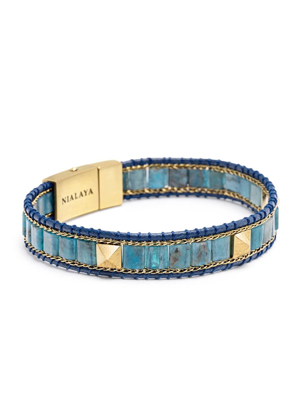 nialaya Blue Apatite Stud Bracelet