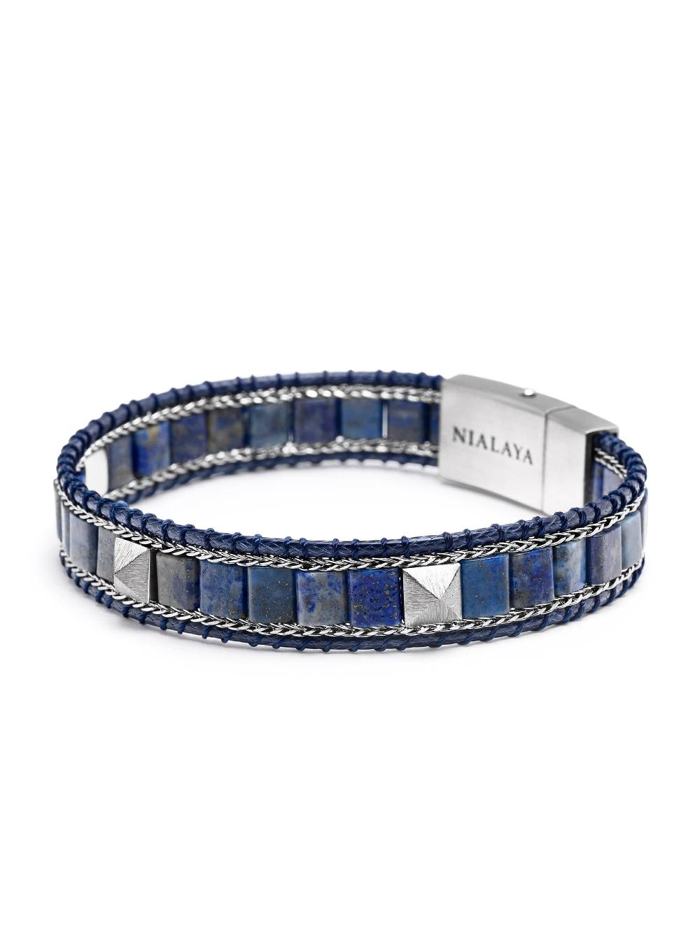 Nialaya Blue Lapis Stud Bracelet