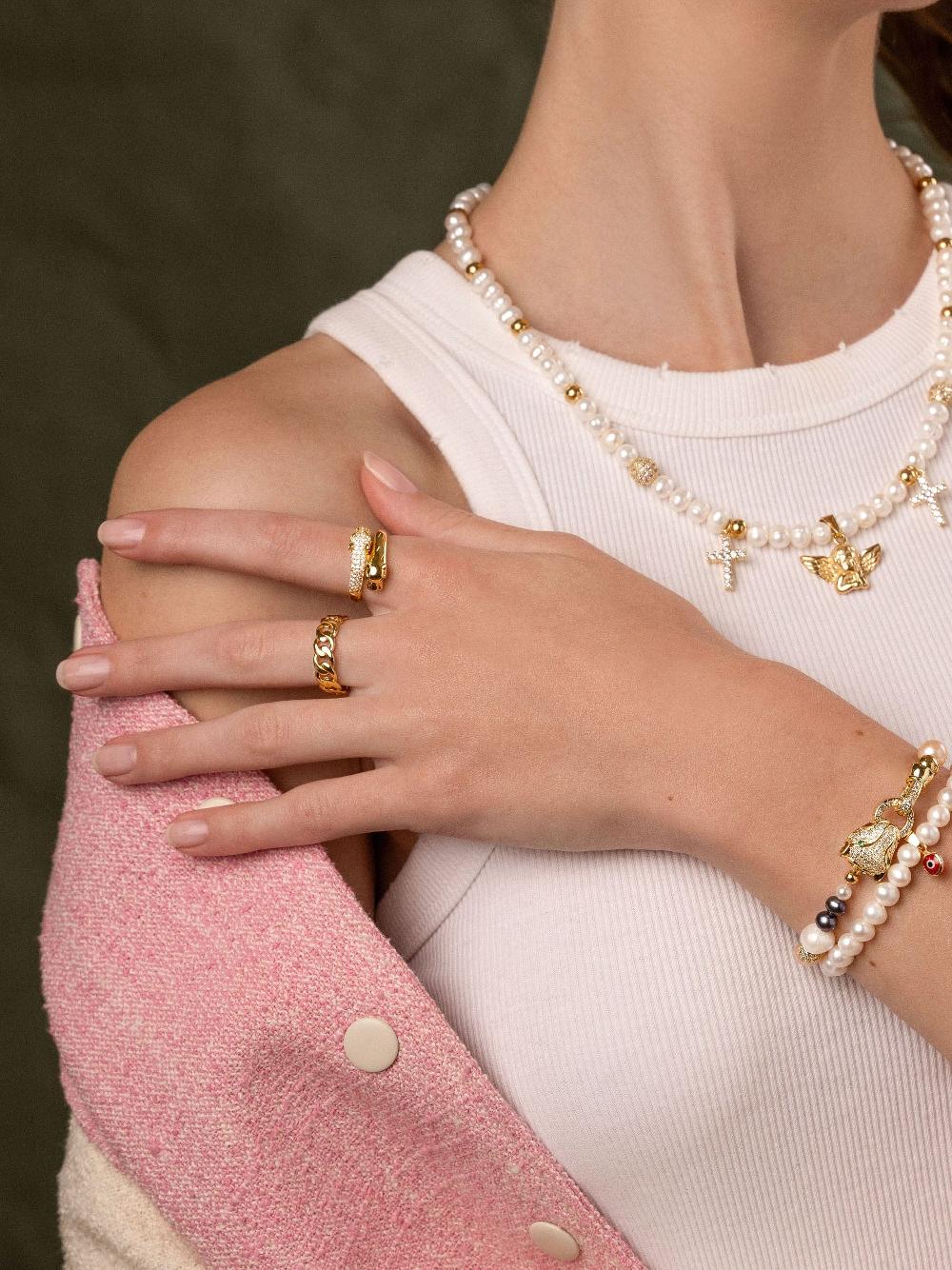 Nialaya Chain Ring In Gold