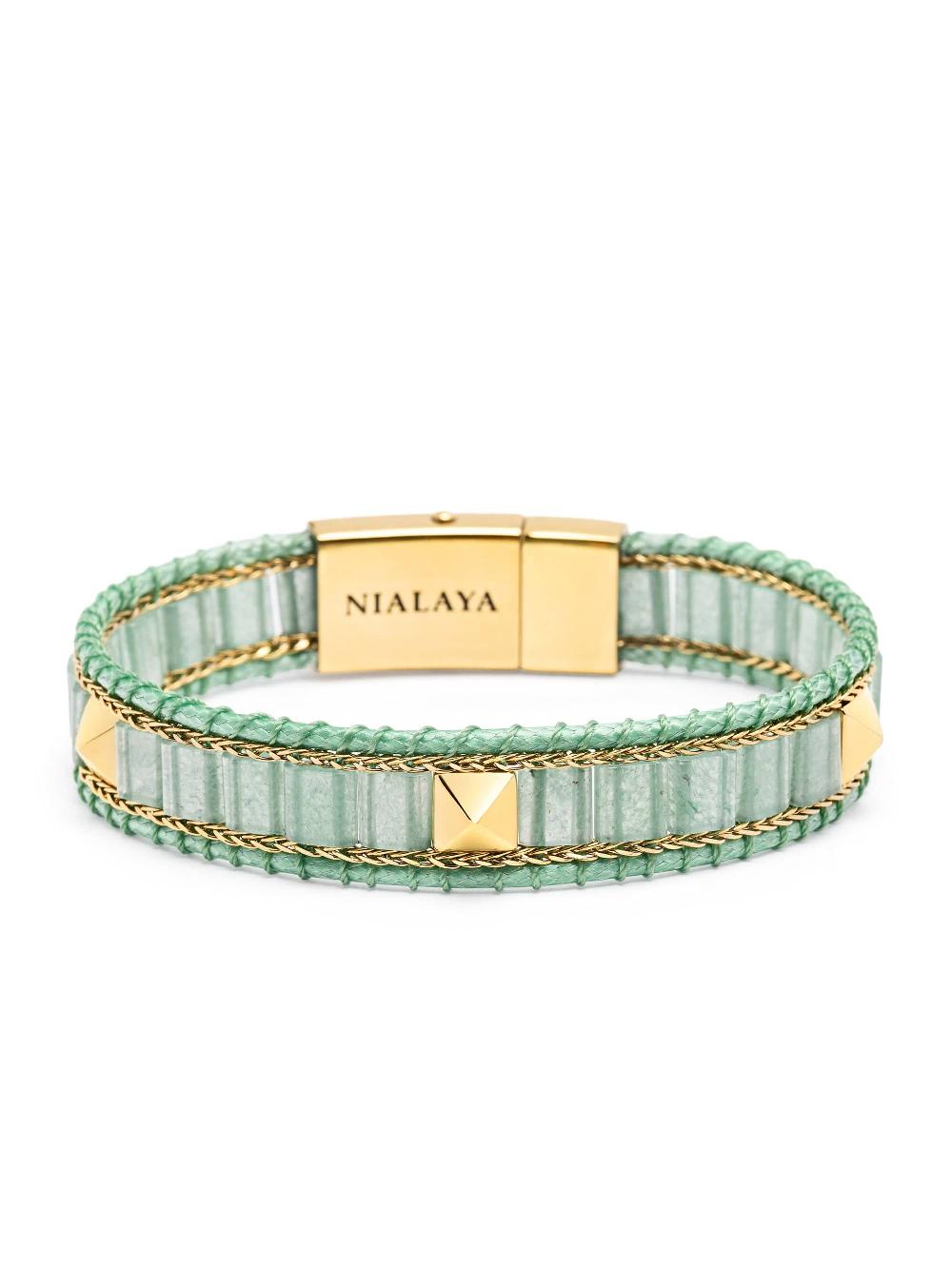 Nialaya Green Aventurine Stud Bracelet